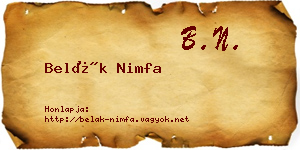 Belák Nimfa névjegykártya